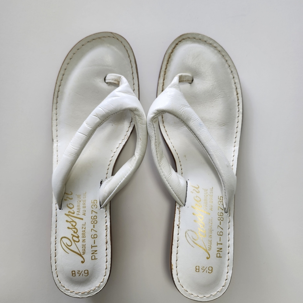 Passport Chic White Leather Sandals